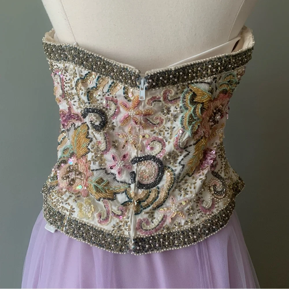 Oleg Cassini Ivory Corset Bustier Prom Bridal - Picture 5 of 8